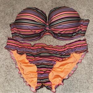 Victorias Secret Multicolored Striped Bikini, Top: 32DD, Bottoms: M